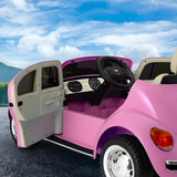 inside view of Licensed 6v Volkswagen Beetle Electric Kids Ride On Car with Remote - Pink