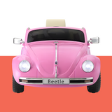 front view of Licensed 6v Volkswagen Beetle Electric Kids Ride On Car with Remote - Pink