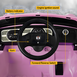 dashboard of Licensed 6v Volkswagen Beetle Electric Kids Ride On Car with Remote - Pink