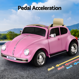 side view of Licensed 6v Volkswagen Beetle Electric Kids Ride On Car with Remote - Pink