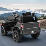 A black Jeep-inspired remote-controlled ride-on electric car 