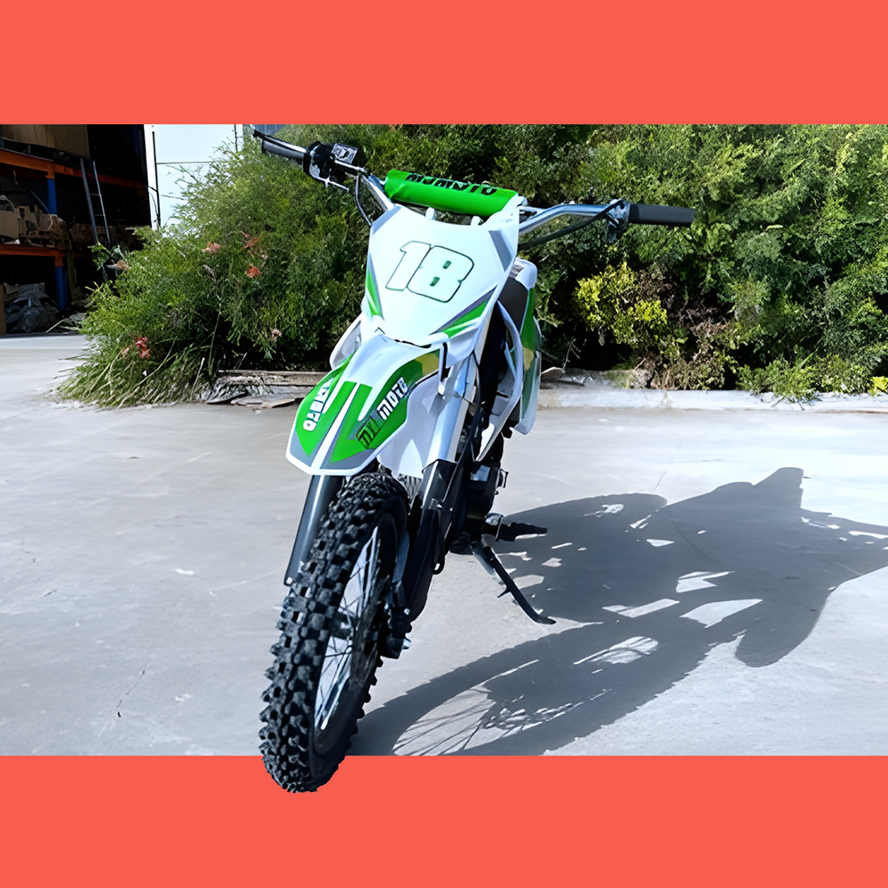 front view of MJM 110cc Petrol Powered 4-Stroke Kids Trail Pit Dirt Bike - Green