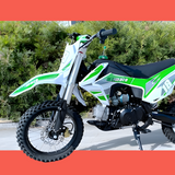 front view of MJM 110cc Petrol Powered 4-Stroke Kids Trail Pit Dirt Bike - Green