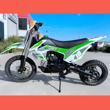 side view of MJM 110cc Petrol Powered 4-Stroke Kids Trail Pit Dirt Bike - Green