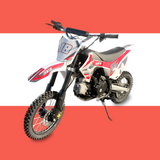 front view of MJM 110cc Petrol Powered 4-Stroke Kids Trail Pit Dirt Bike - Red