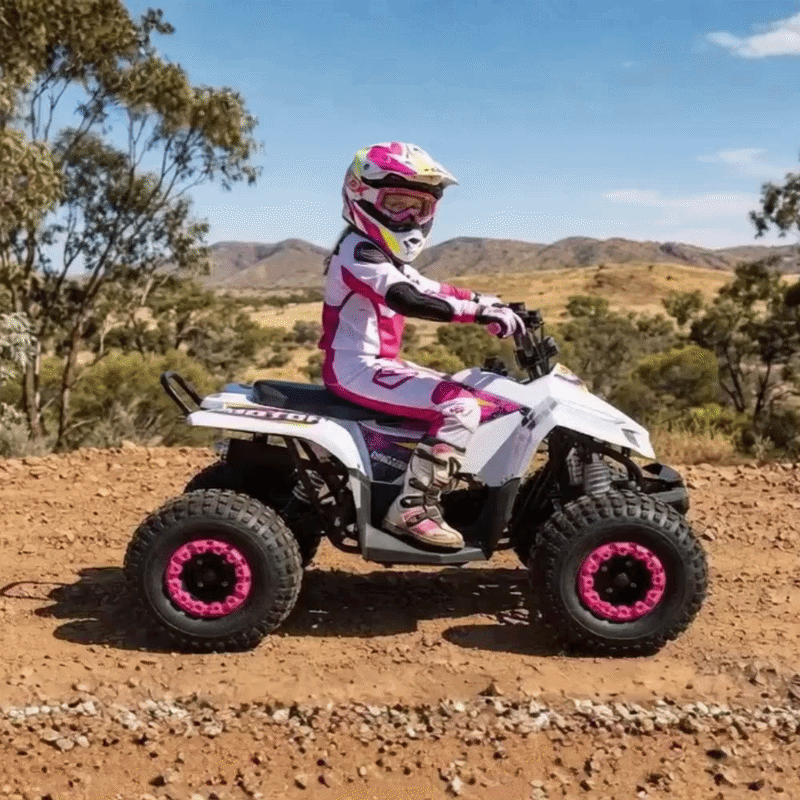 MJM 125cc 1+1 Petrol Powered Kids Sports Quad Bike - Pink