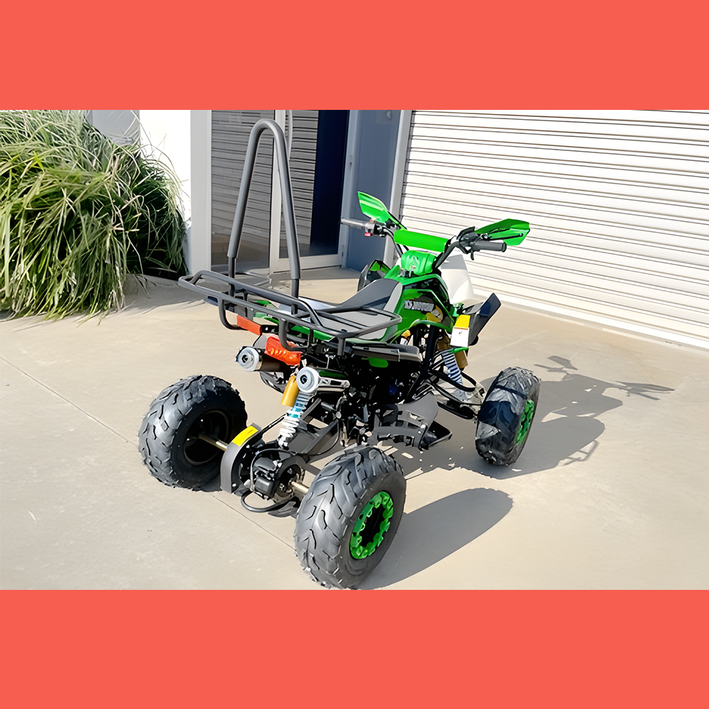 rear view of MJM 125cc 3+1 Petrol Powered Kids Sports Quad Bike - Green