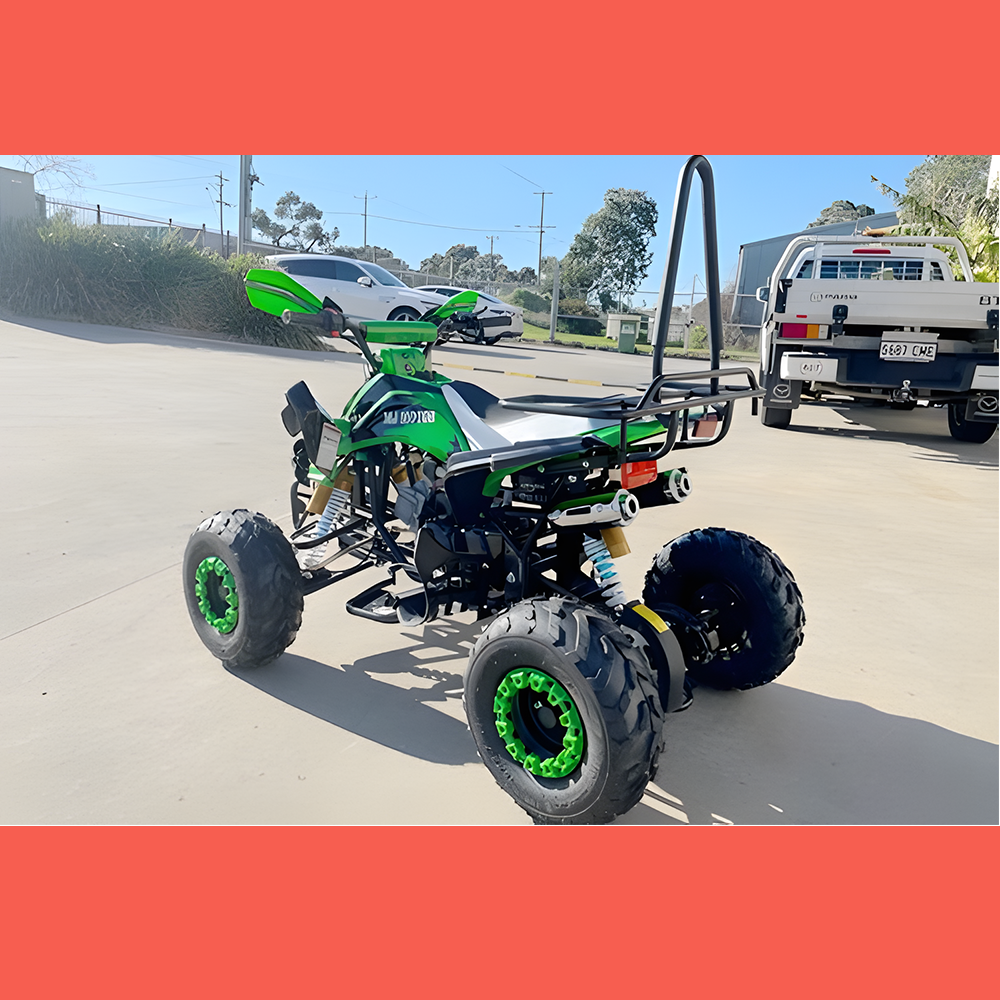 rear view of MJM 125cc 3+1 Petrol Powered Kids Sports Quad Bike - Green