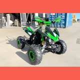 front view of MJM 125cc 3+1 Petrol Powered Kids Sports Quad Bike - Green