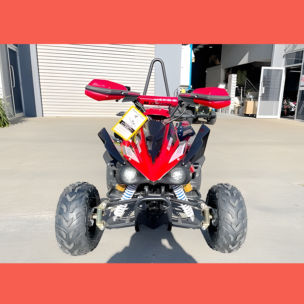 front view of MJM 125cc 3+1 Petrol Powered Kids Sports Quad Bike - Red