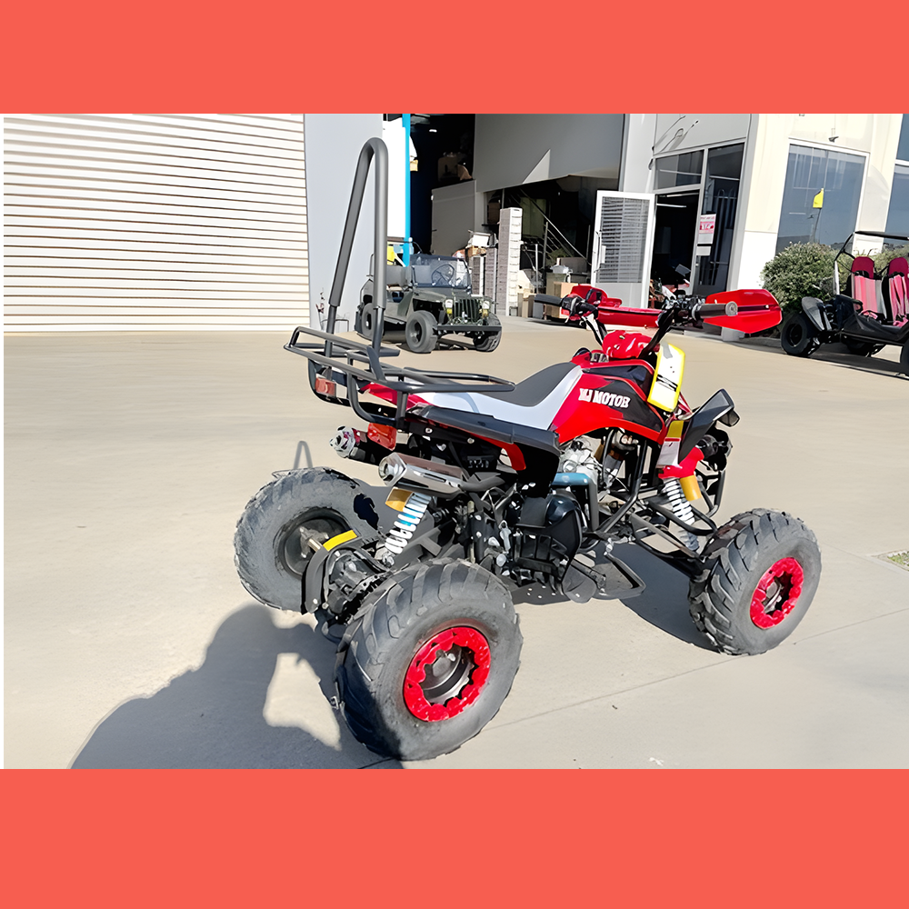 rear view of MJM 125cc 3+1 Petrol Powered Kids Sports Quad Bike - Red