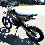 side view MJM 125cc BigFoot Petrol Powered 4-Stroke Kids Dirt Bike - Blue