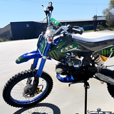 front view MJM 125cc BigFoot Petrol Powered 4-Stroke Kids Dirt Bike - Blue