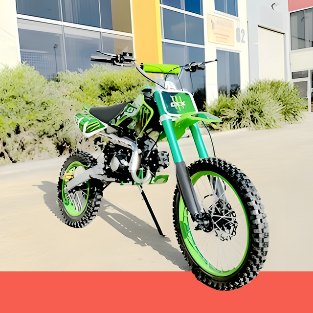 front view of MJM 125cc BigFoot Petrol Powered 4-Stroke Kids Dirt Bike - Green