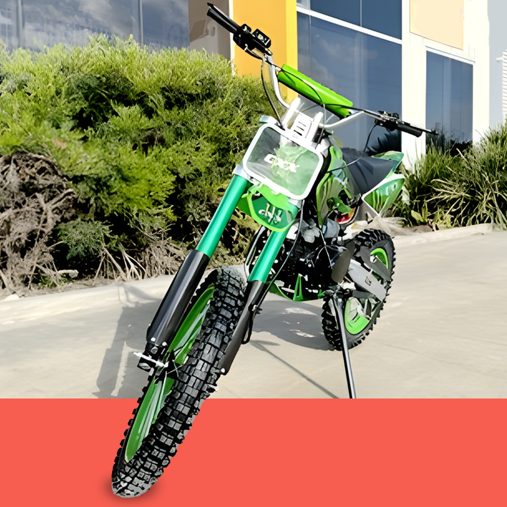 front view of MJM 125cc BigFoot Petrol Powered 4-Stroke Kids Dirt Bike - Green