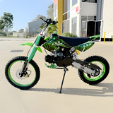 side view of MJM 125cc BigFoot Petrol Powered 4-Stroke Kids Dirt Bike - Green