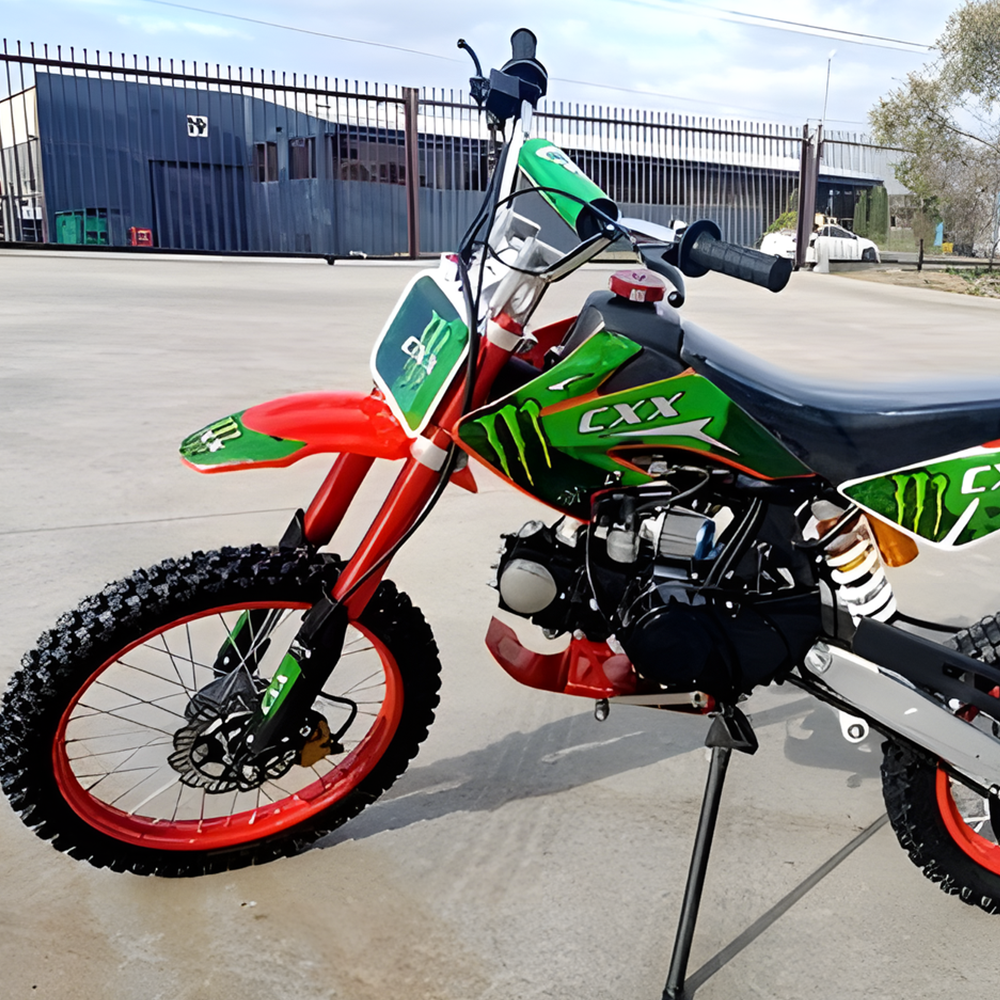 front of MJM 125cc BigFoot Petrol Powered 4-Stroke Kids Dirt Bike - Red