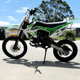 side view of MJM 125cc Petrol Powered 4-Stroke E-Start Kids Dirt Bike - Green