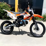 side view of MJM 125cc Petrol Powered 4-Stroke E-Start Kids Dirt Bike - Orange