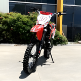 front view of MJM 125cc Petrol Powered 4-Stroke E-Start Kids Dirt Bike - Red