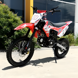 front view of MJM 125cc Petrol Powered 4-Stroke E-Start Kids Dirt Bike - Red