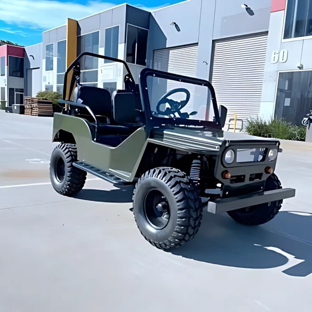 MJM 150cc Petrol Powered Off Road Mini Willy Jeep Replica for Kids and Adults - Green