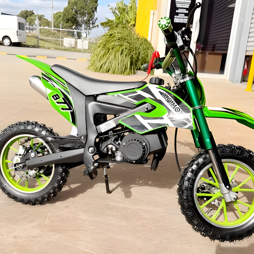 MJM 49cc Petrol Powered 2-Stroke Kids Dirt Bike - Green