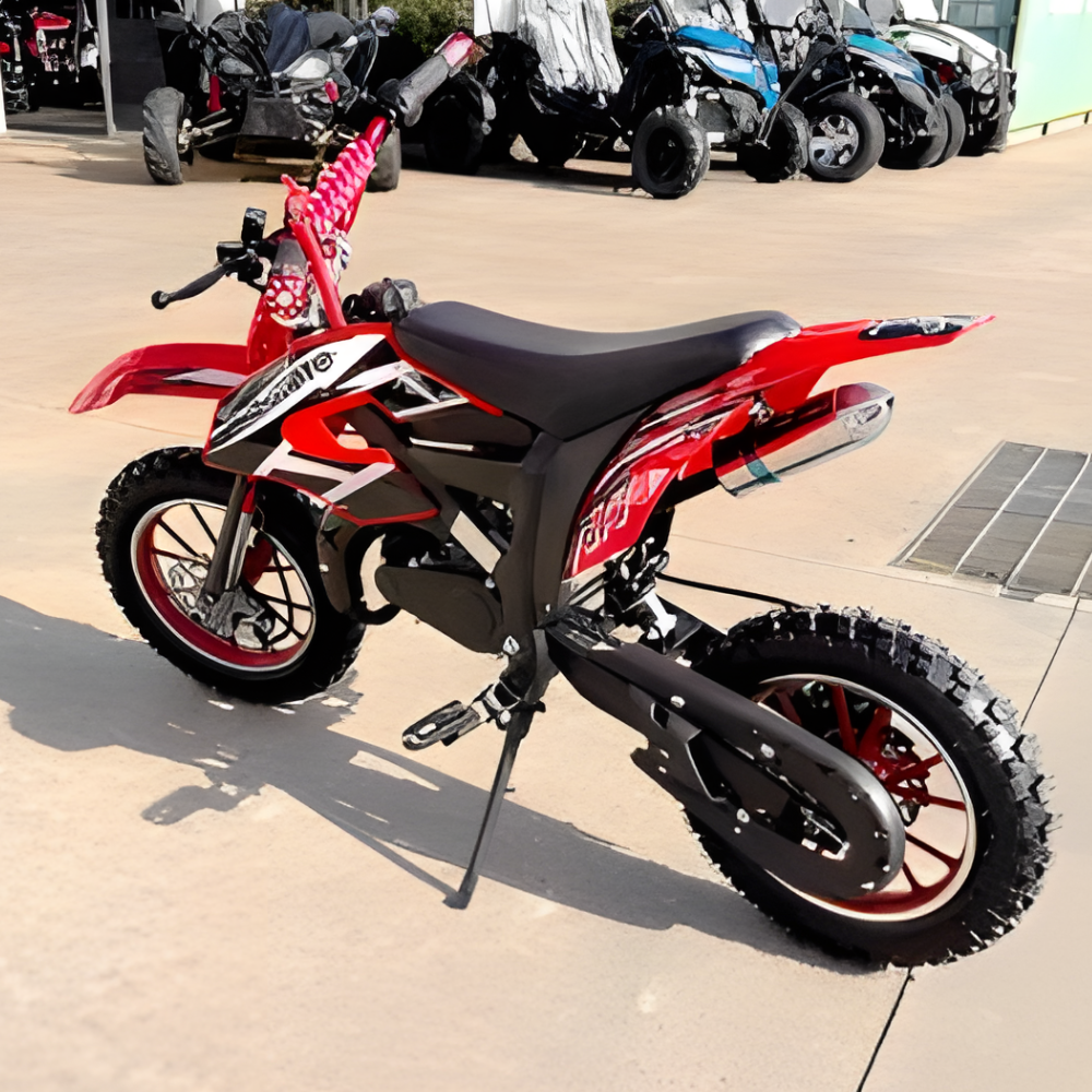 MJM 49cc Petrol Powered 2-Stroke Kids Dirt Bike - Red