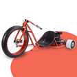 front view of MJM 6.5HP Motorised Huffy Slider Fat Boy Drift Trike for Teens - Red