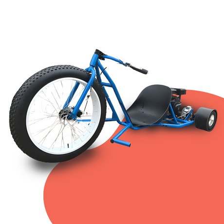 front view of MJM 6.5HP Motorised Huffy Slider Fat Boy Drift Trike for Teens - Blue