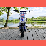 front view of MJM 70cc Petrol Powered 4-Stroke Semi-Auto Kids Dirt Bike - Blue