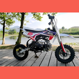 side view of MJM 70cc Petrol Powered 4-Stroke Semi-Auto Kids Dirt Bike - Red