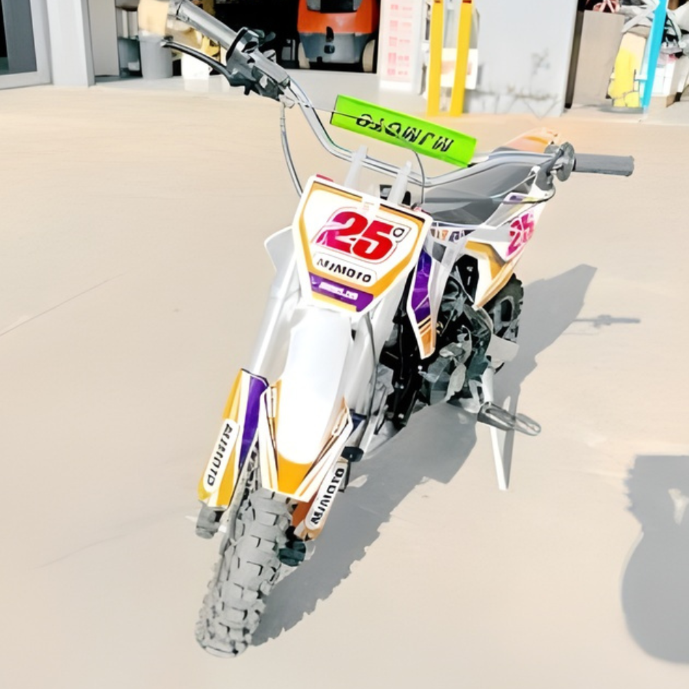 Motocross bike with visible branding on a concrete surface