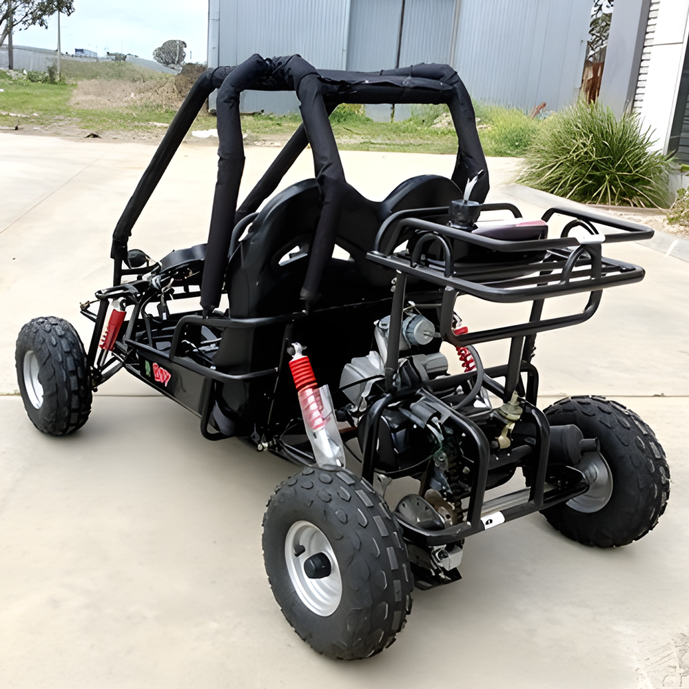 rear view MJM 90cc 2-Seater Offroad Kids ATV Dune Buggy - Black