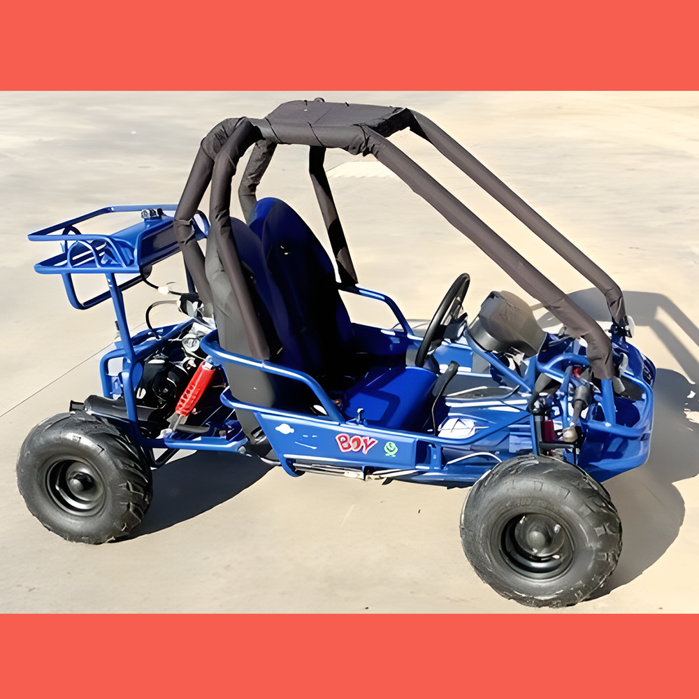 side view of MJM 90cc 2-Seater Offroad Kids ATV Dune Buggy - Blue