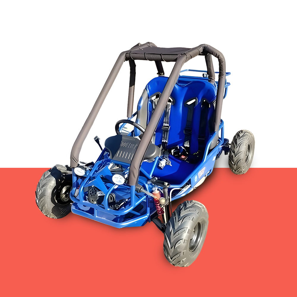 front view of MJM 90cc 2-Seater Offroad Kids ATV Dune Buggy - Blue