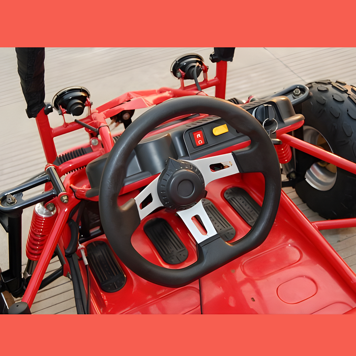 steering wheel of MJM 90cc 2-Seater Offroad Kids ATV Dune Buggy - Red