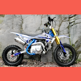 side view of MJM 90cc Petrol Powered 4-Stroke Semi-Auto Kids Dirt Bike - Blue