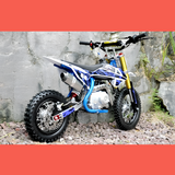 rear view of MJM 90cc Petrol Powered 4-Stroke Semi-Auto Kids Dirt Bike - Blue