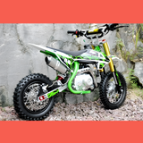 rear view of MJM 90cc Petrol Powered 4-Stroke Semi-Auto Kids Dirt Bike - Green