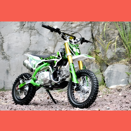 front view of MJM 90cc Petrol Powered 4-Stroke Semi-Auto Kids Dirt Bike - Green