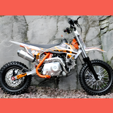 side view of MJM 90cc Petrol Powered 4-Stroke Semi-Auto Kids Dirt Bike - Orange