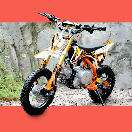 front view of MJM 90cc Petrol Powered 4-Stroke Semi-Auto Kids Dirt Bike - Orange