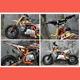 zoomed in view of MJM 90cc Petrol Powered 4-Stroke Semi-Auto Kids Dirt Bike - Orange