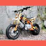 front view of MJM 90cc Petrol Powered 4-Stroke Semi-Auto Kids Dirt Bike - Orange