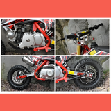 featured parts of MJM 90cc Petrol Powered 4-Stroke Semi-Auto Kids Dirt Bike - Red