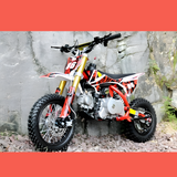 side view of MJM 90cc Petrol Powered 4-Stroke Semi-Auto Kids Dirt Bike - Red