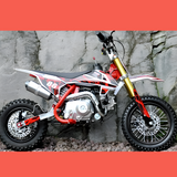 side view of MJM 90cc Petrol Powered 4-Stroke Semi-Auto Kids Dirt Bike - Red