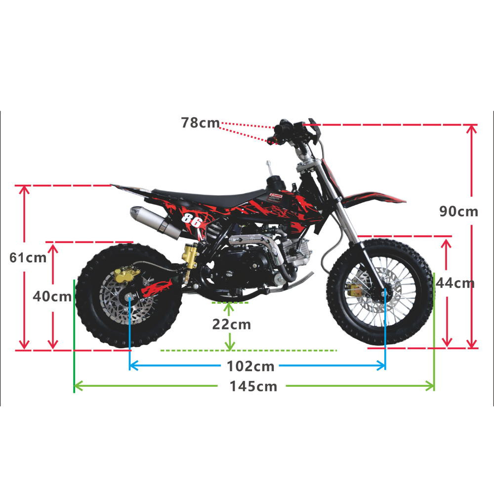 Motoworks 50cc Petrol Powered 4-Stroke Kids Dirt Bike - Red