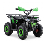 Black and green ATV on a white background